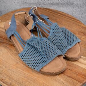 Earth Origins Sandals Sz 8.5 Lyla Cobalt Blue Perforated Sling-Back